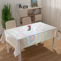 Nappe de table en PVC effet laser, coquille irisée, perle colorée, pour table rectangulaire, restaurant