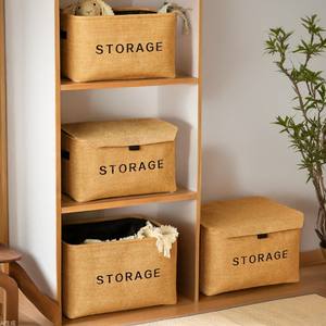 Caja de Almacenamiento de Yute Cotton Way, Rectangular, Reforzada, con Logotipo, Organizador de Ropa para Armario, Cesta de Almacenamiento Multifuncional - Product Image 4