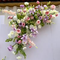 Ensemble de toile de fond de fleurs artificielles rose et violet mélangées, arrangement floral en soie pour mariage, fête, location, décoration de vitrine