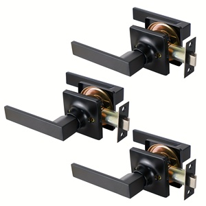 Maniglia per porta interna moderna quadrata da 3/6 pezzi, maniglia per porta <span class=keywords><strong>di</strong></span> <span class=keywords><strong>passaggio</strong></span> per mano destra/sinistra, finitura nera opaca (senza chiave) Serrature per cancelli - Product Image 4