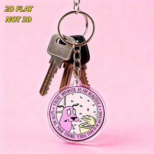 Portachiavi Motivazionale '<span class=keywords><strong>Sei</strong></span> <span class=keywords><strong>Bella</strong></span> Come È Comoda' con Cerchio Rosa, Cane e Pesce Cartoon, Citazione Ispirazionale, Acrilico Trasparente - Product Image 3