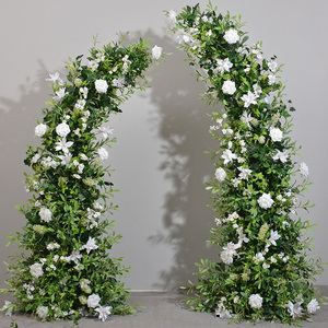 Composizione Floreale Mista S303, Fiori Artificiali in Seta, <span class=keywords><strong>Rose</strong></span> e Orchidee, Arco a Mezza Luna per Decorazioni Matrimoniali e Feste - Product Image 5