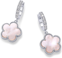 Boucles d'oreilles créoles modernes et enchanteuses avec breloque fleur, ton or, nacrées, cinq pétales, zircon cubique, bijou fantaisie pour femme, cadeau