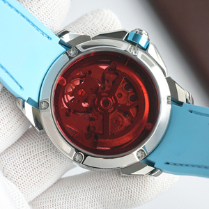 Relojes Mecánicos para Hombre con Esfera Transparente, Caja de Acero Inoxidable con Bisel Incrustado de Moissanita Redonda, Tourbillon - Product Image 6