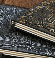 Cuaderno retro en relieve Tarot PU Bronce Diarios Diario Tapa Dura Viaje Bloc de notas para escribir Cuaderno de bocetos