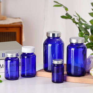75ml 150ml 500ml Salud Cápsula Porción Botella de vidrio Venta al por mayor Cápsula azul sellada Medicina a prueba de luz Píldora Botella de vidrio - Product Image 2