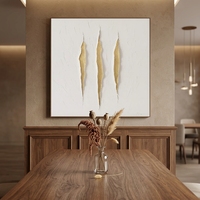 Peinture à l'huile abstraite moderne de luxe, feuille d'or, peinte à la main, texture 3D épaisse, plâtre blanc, toile coupée, taille personnalisable