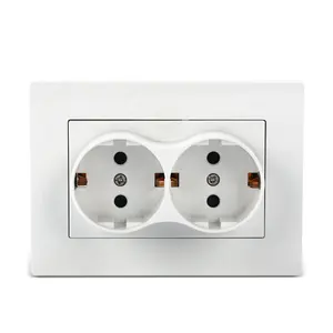 Colorful Plastic Cover Electrical Switch Socket European Standard 250V 16A Double German Power Socket