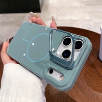 Coque en silicone antichoc brillante en TPU souple avec support d'appareil photo pour iPhone 17 16 15 Pro Max