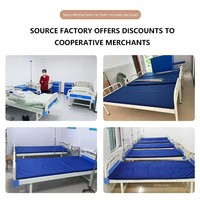 Lit médical manuel fixe pour soins à domicile, capacité 240 kg, plateau en acier perforé, poteau IV en acier inoxydable, matelas en mousse 80 mm