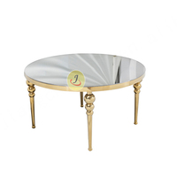 Tables de mariage en acier inoxydable doré avec plateau en verre blanc, mobilier d'hôtel, salle à manger, extérieur, design moderne, 35-40 kg, non pliable