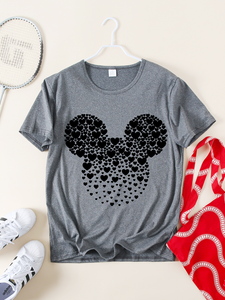 Nueva Camiseta de Verano para Mujer con Estampado Abstracto de Ratón, Transpirable, Antipilling, Compresión, Logotipo EL Brillante, Manga Corta, Cuello Redondo - Product Image 3