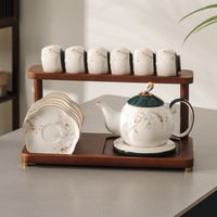 Service à thé en céramique chinoise moderne, durable, résistant à la chaleur, élégant, pour le thé de l'après-midi, théière et tasses, coffret cadeau, vaisselle pour le salon