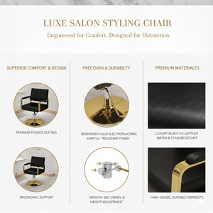 Fauteuil de salon de coiffure haut de gamme, pivotant et réglable en hauteur, en acier inoxydable, chaise de barbier en métal - Product Image 3