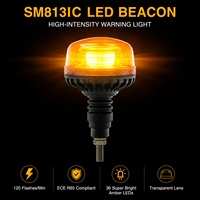 Lampu Rotator LED Amber Dome ECE R65 R10 36 LED IP66 DC12 24V Pemasangan Permanen Fleksibel untuk Kendaraan Berat