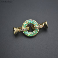 Fermoirs de collier en alliage de laiton opale multicolore à double trou, apprêts et composants de bijoux haut de gamme