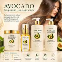 Soin capillaire naturel à l'avocat, huile pressée à froid en gros, système de réparation pour cheveux secs et crépus, gamme de soins capillaires personnalisée OEM