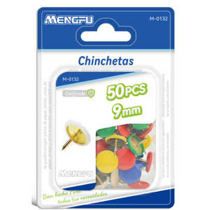 Mengfu Set di 50 Puntine Colorate da 9mm con Testa in Plastica e Materiale in Acciaio per Ufficio e Scuola - Product Image 1