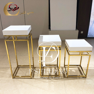 Pedestales Cilíndricos Decorativos Románticos y Elegantes para Bodas, Soportes de Acero Inoxidable, Juego de Exhibición - Product Image 3