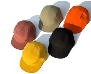 Topi Pinggiran Pendek Nilon Cepat Kering Topi Lima Panel Topi Visor Datar Persegi Topi Anti Keringat Tabir Surya 5 Panel