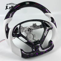 Volant en fibre de carbone forgé avec poudre violette LED et cuir lisse blanc pour les modèles Infiniti G35 G37 Coupé Berline 2007-2015