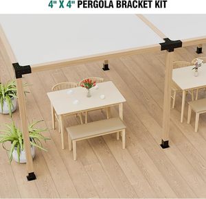 Kit gazebo pour <span class=keywords><strong>pergola</strong></span> d'extérieur en acier avec support de base et support d'angle droit à 3 voies pour <span class=keywords><strong>bois</strong></span> 4x4 - Product Image 4