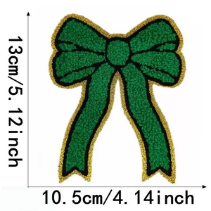 नई थोक सोने के ग्लिटर पर 5 इंच का लोहा, कशीदाकारी ग्लिटर धनुष पैच पर लोहा - Product Image 6