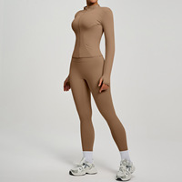 Ensemble de yoga taille haute rehausseur de silhouette en Spandex/Polyester, très élastique, respirant, infroissable et uni, pour le sport