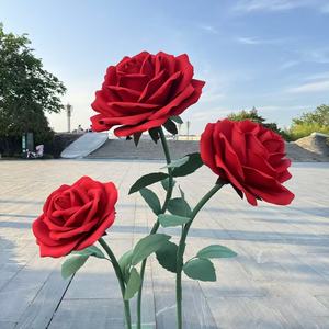 Rosa Artificiale Gigante Rossa con Supporto in Metallo, Grande Rosa in Schiuma per Decorazioni Floreali da Pavimento, Sfondo per Matrimoni ed Eventi, Vendita all'Ingrosso - Product Image 2