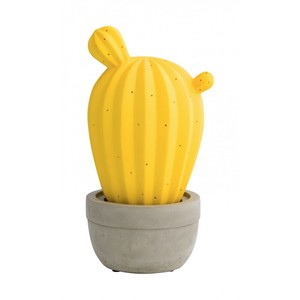 Lampada a forma di cactus giallo in vaso di sabbia per decorazione da tavolo - Product Image 1