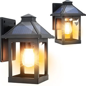 Paquete <span class=keywords><strong>de</strong></span> 2 Lámparas Solares <span class=keywords><strong>de</strong></span> Pared para Exteriores, <span class=keywords><strong>Sensor</strong></span> <span class=keywords><strong>de</strong></span> <span class=keywords><strong>Movimiento</strong></span> del Anochecer al Amanecer, LED IP65, Resistentes al Agua, para Montar en Pared, para Porche, Patio, Garaje, Puerta Principal - Product Image 1