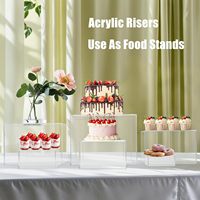 Base de buffet en acrylique 10x10cm, cube empilable, blanc, plateforme d'exposition pour mariage, fête, supports empilables, socle carré en lucite, boîte à nourriture