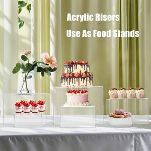 10x10cm Acrylic Buffet Base Cube Stackable White Wedding Party Display Platform Nesting <strong>Risers</strong> Square Lucite Food Pedestal <strong>Box</strong> - Product Image 3