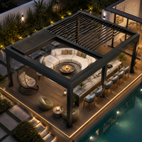 Pérgola de Aluminio, Tamaño Personalizado, Estructura Resistente, Techo Retráctil Impermeable, Cocina al Aire Libre, Restaurante