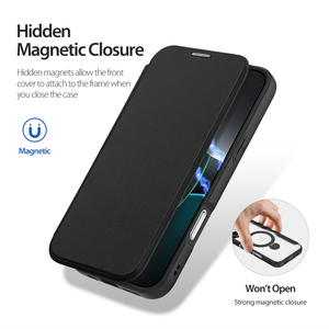 เคสโทรศัพท์แบบแม่เหล็กพร้อมช่องใส่บัตร เหมาะสำหรับ iPhone 16 Pro Max พร้อมขาตั้ง เคสหนังแบบพับได้สำหรับธุรกิจ - Product Image 2