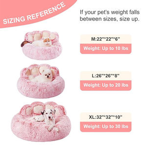 Großhandel umwelt freundlich bequem bequem modern niedlich rund rosa Plüsch Pfote beruhigend Haustier großes Bett liefert wasch bar Hund Katze Kissen Bett - Product Image 3