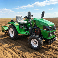 Traktor Mini Roda Empat Diesel Pertanian, Mesin Pengolah Tanah Putar 4 Roda, Traktor Silinder Tunggal Harga Terjangkau untuk Pengelolaan Kebun dan Ladang