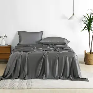 ชุดผ้าปูเตียงทำจากไม้ไผ่ออร์แกนิกชุดเครื่องนอนผ้าทอสำหรับบ้านหรูหราสีขาวล้วน100% ขนาดเตียงคู่