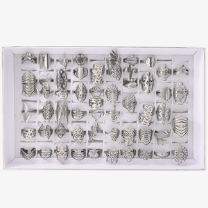 खोखले-आउट रिंग ज्वैलरी महिलाओं स्टेनलेस स्टील मिश्रण बहुत तिरनिश मुक्त छल्ले मुक्त छल्ले - Product Image 5