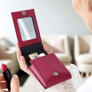 Personalized PU Leather Portable Lipstick Bag Mirror Magnetic Closure Travel Organizer Custom Logo Compact <b>Lip</b> <b>Gloss</b> Pouch Bag - Product Image 4