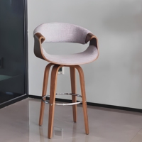 Tabouret de bar ALINUNU ODM OEM en cuir PU pour bar à domicile et îlot de cuisine, tabouret de bar pivotant en bois courbé couleur noyer