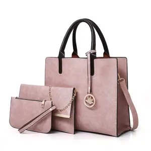 Hot Selling Dames Trendy Portemonnees En Handtassen Vrouwen 3Pcs Roze Kleur Handtassen Set
