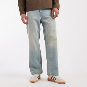 Jeans pour hommes de qualité supérieure, décontractés, bleu clair, pour un usage quotidien, coupe droite taille haute - Product Image 1