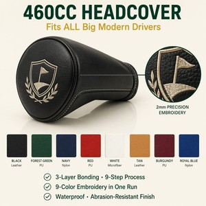 Housse de tête de club de <span class=keywords><strong>golf</strong></span> en cuir PU de qualité supérieure, faite à la main, imperméable, pour bois de fairway et hybrides, vente en gros, OEM, personnalisable, portable - Product Image 6