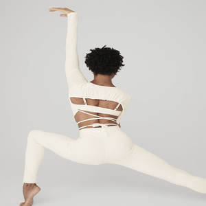 T-shirt à manches courtes et col rond pour femme, Top court et Sexy, dos nu, col rond, blanc, en tricot, collection été <span class=keywords><strong>2022</strong></span> - Product Image 5