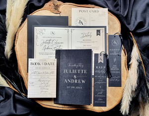 การ์ดเชิญงานแต่งงานแบบหนังสือพับ A5 ลายดอกไม้สวยงาม พร้อมการ์ดตอบรับ A6 แบบสมุดวินเทจและที่คั่นหนังสือ - Product Image 6