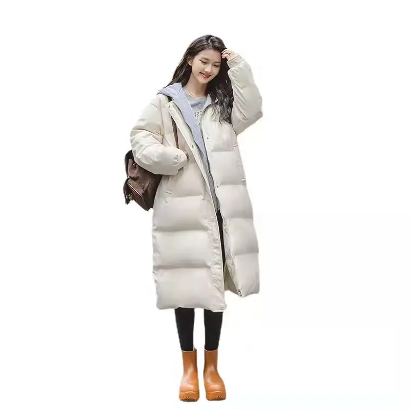 High Quality Women's Winter Long Length Puffer Down Coats Parka Winter Knitted Hood Outdoor Coats Down Jacket