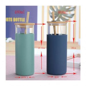Tasses à café isothermes en verre borosilicate avec paille et couvercle, gobelets en verre à double paroi avec paille - Product Image 6