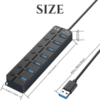 Hub USB 3.0 à 7 ports, répartiteur USB multiport avec interrupteur d'alimentation, extension de données USB pour MacBook, ordinateur portable, PC, clé USB, disque dur mobile