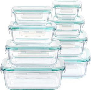 Contenants de stockage alimentaire en verre avec couvercles, étanches et hermétiques, pour la préparation des repas, les restes, lavables au lave-vaisselle - Product Image 1